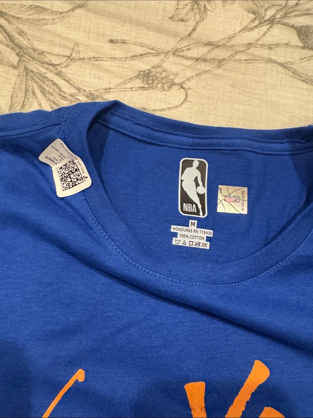 NBA New York Knicks Royal Blue Tee with Orange Script - Picture 3 of 3